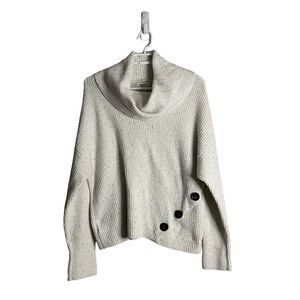 Yes Lola Women's Ivory Speckled Cowl Neck Knit Sweater